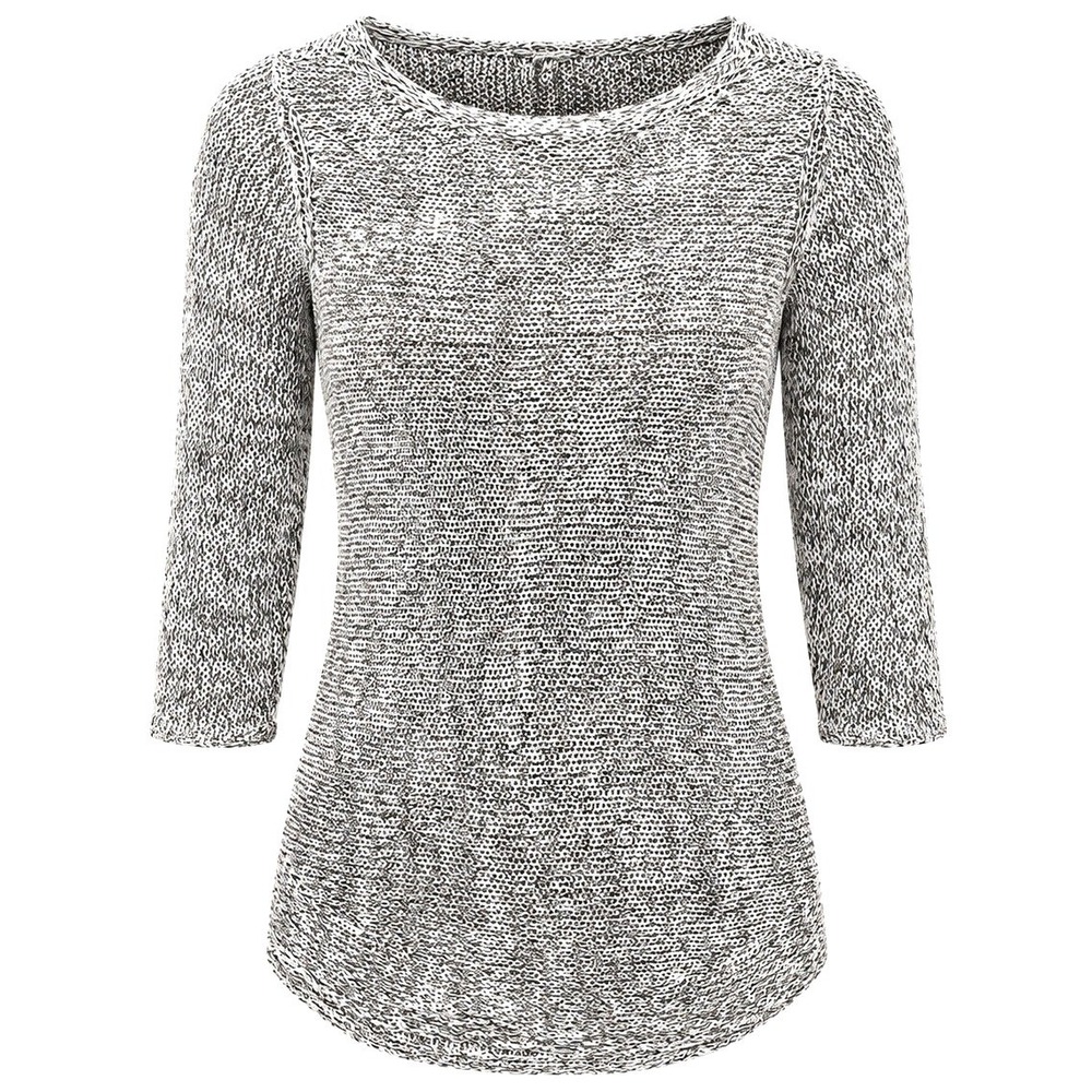 Eileen Fisher Organic Cotton Linen Knit Top Women's S Marled Black White Tunic
